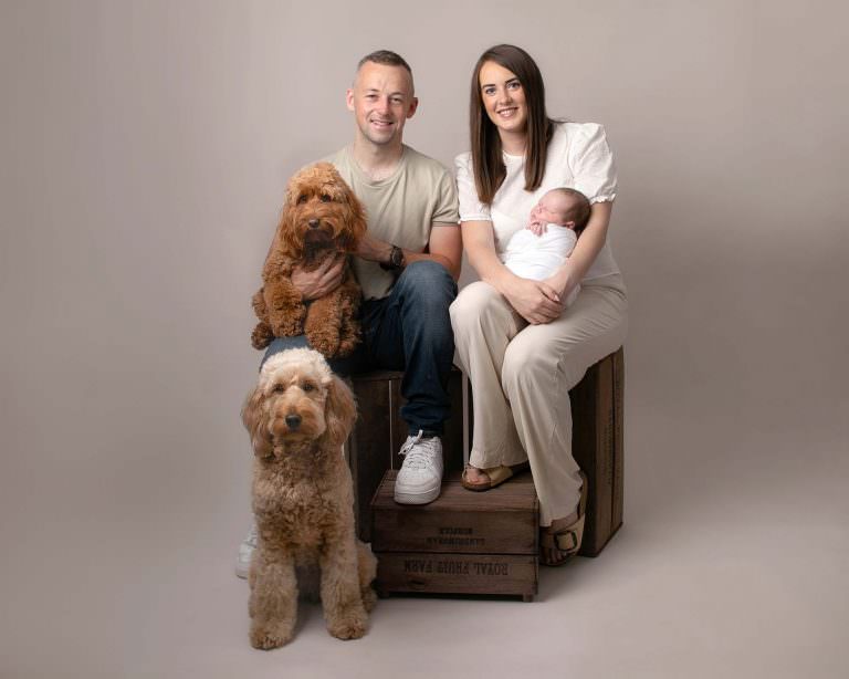Newborn photography in Glasgow with pets included